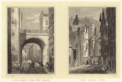 Pont sud, depuis Cowgate; Lycée, Wynd - Thomas Hosmer (after) Shepherd