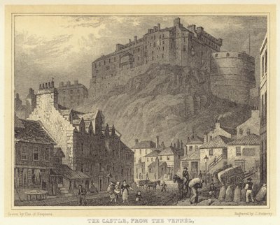Le château, depuis le Vennel (gravure) - Thomas Hosmer (after) Shepherd