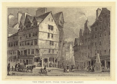 Le West Bow, depuis le Lawn Market (gravure) - Thomas Hosmer (after) Shepherd