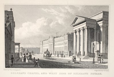 Chapelle de Belgrave et côté ouest de Belgrave Square, de 