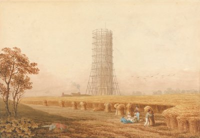 Colonne de Bonaparte en échafaudage à Boulogne, France, avec des moissonneurs dans un champ - Thomas Hosmer Shepherd