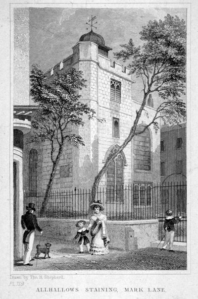 Église de All Hallows Staining, Londres, 1829 - Thomas Hosmer Shepherd