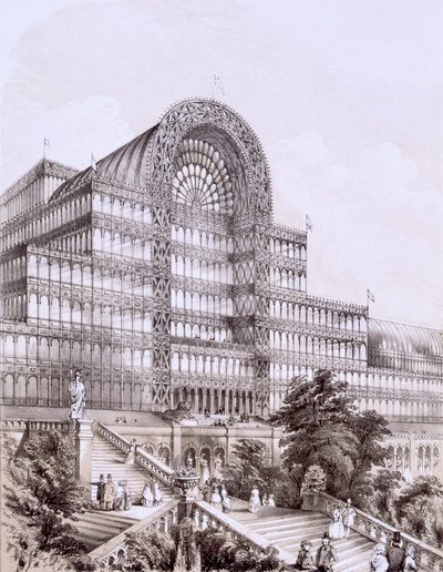 Palais de Cristal à Sydenham, devant le Grand Transept, vers 1851-55 - Thomas Hosmer Shepherd
