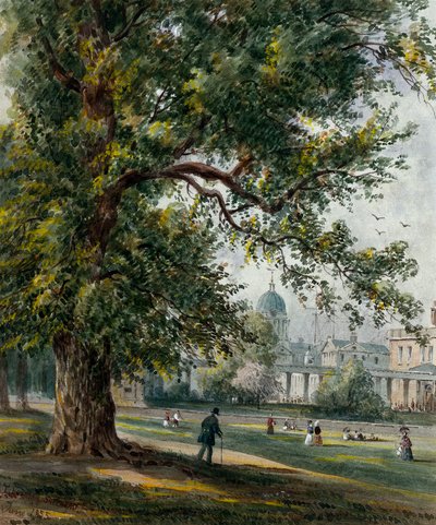 Hôpital de Greenwich depuis le parc, juin 1855 - Thomas Hosmer Shepherd