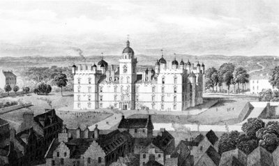 Hôpital de Heriot, depuis Castle Hill, gravé par William Watkins, vers 1830 - Thomas Hosmer Shepherd