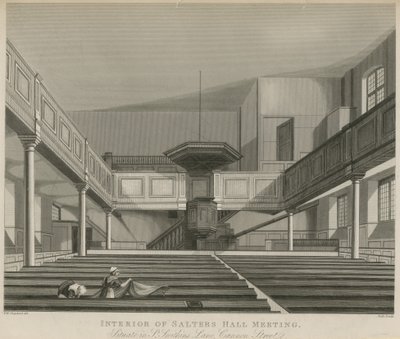 Intérieur de la salle de réunion de Salters Hall, située dans St Swithins Lane, Cannon Street, Londres - Thomas Hosmer Shepherd