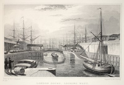 Les docks de Londres, vue vers l