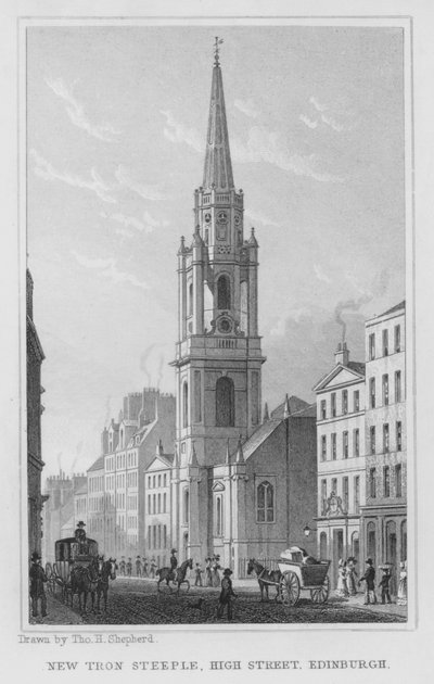 Nouvelle flèche de Tron, High Street, Édimbourg (gravure) - Thomas Hosmer Shepherd