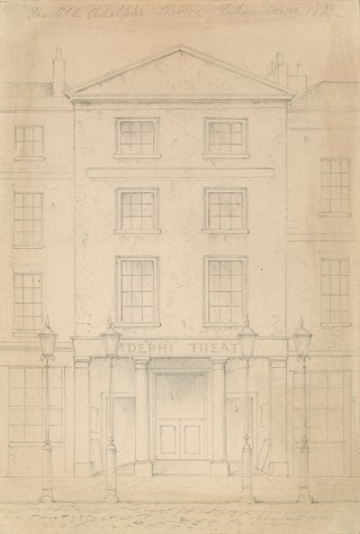 Croquis original au crayon du théâtre Adelphi, Londres, par Thomas H Shepherd - Thomas Hosmer Shepherd