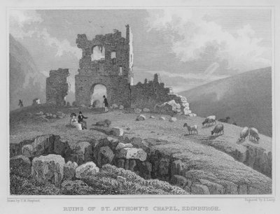 Ruines de la chapelle St Anthony, Édimbourg (gravure) - Thomas Hosmer Shepherd