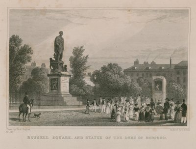 Russell Square et statue du Duc de Bedford - Thomas Hosmer Shepherd