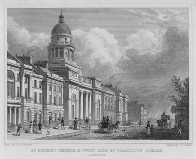 Église Saint-Georges et côté ouest de Charlotte Square, Édimbourg (gravure) - Thomas Hosmer Shepherd