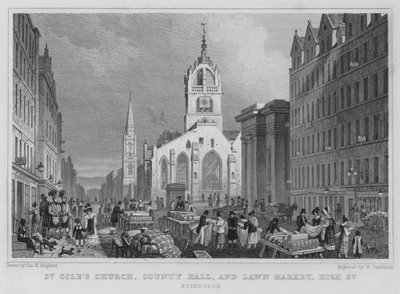 Église St Gile, County Hall, et Lawn Market, High Street, Édimbourg - Thomas Hosmer Shepherd