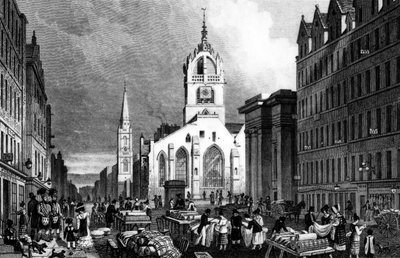 Église Saint-Gilles, County Hall et le Lawn Market, Édimbourg, gravé par William Tombleson, vers 1830 - Thomas Hosmer Shepherd