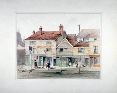 The Hare and Hounds Inn et devantures de magasins sur Upper Street, Islington, Londres, vers 1835 - Thomas Hosmer Shepherd