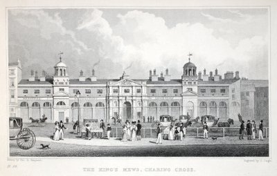 Les Écuries Royales, Charing Cross, de Londres et ses Environs au XIXe siècle publié par Jones und Co., 1827-1829 - Thomas Hosmer Shepherd