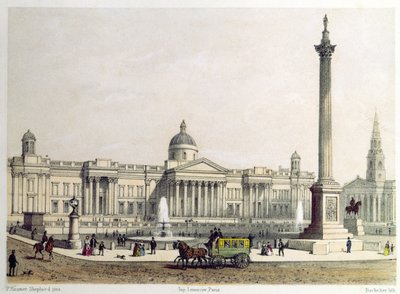 La National Gallery avec la colonne de Nelson - Thomas Hosmer Shepherd