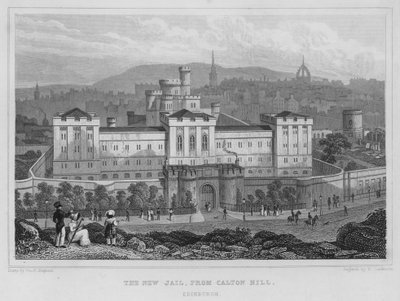 La nouvelle prison, vue de Calton Hill, Édimbourg (gravure) - Thomas Hosmer Shepherd