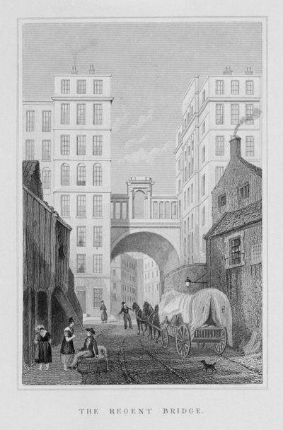 Le pont du Régent, Édimbourg, gravé par Thomas Barber, 1829 - Thomas Hosmer Shepherd