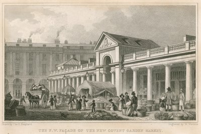 La façade nord-ouest du nouveau marché de Covent Garden, Londres - Thomas Hosmer Shepherd