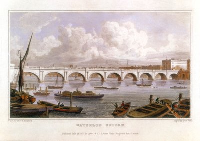Pont de Waterloo, Londres, sur la Tamise, 1817 - Thomas Hosmer Shepherd