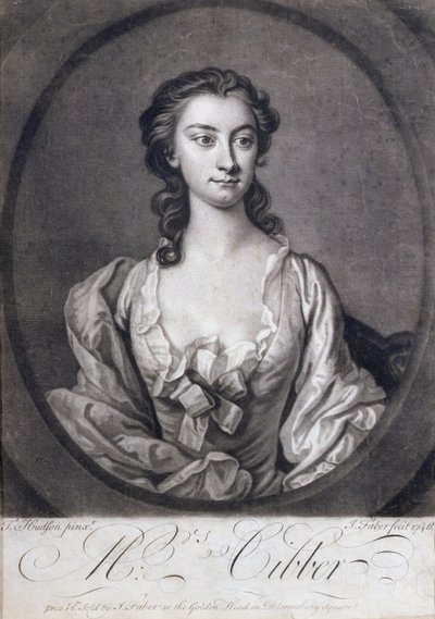 Portrait de Mme Cibber (1714-66), actrice et chanteuse, gravé par John Faber, 1746 - Thomas Hudson