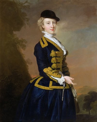 Portrait de Nancy Fortesque portant une habit de cheval bleu foncé - Thomas Hudson