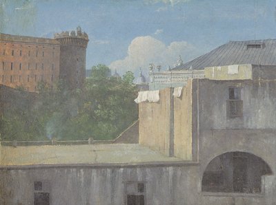 Bâtiments à Naples avec le côté nord-est du Castel Nuovo - Thomas Jones