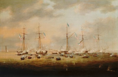 Canonnières britanniques et américaines en action sur le lac Borgne - Thomas L. Hornbrook