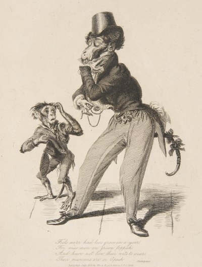 Singe dandy, de Monkey-ana, ou Hommes en miniature, juillet 1828 - Thomas Landseer