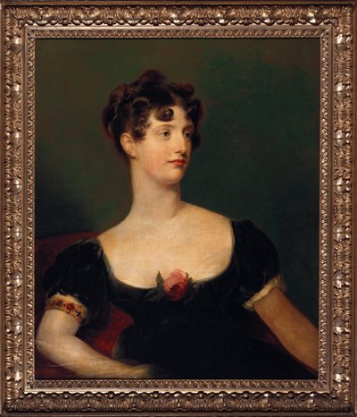 Portrait de Lady Beresford, assise, mi-longueur en robe noire décorée d