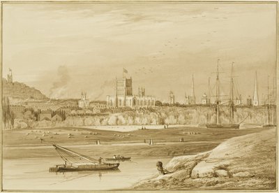 Bristol depuis Coronation Road avec Cumberland Road, le New Cut et une vue des églises de Bristol - Thomas Leeson the Elder Rowbotham