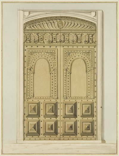 Porte intérieure sculptée près de l