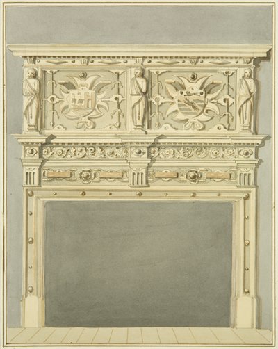 Cheminée chez M. Charles Thomas - Thomas Leeson the Elder Rowbotham
