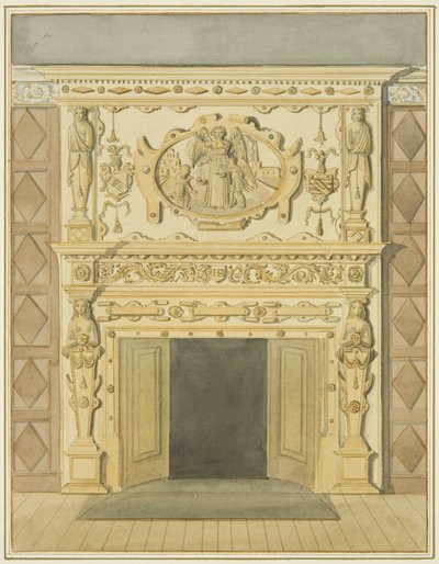 Cheminée dans la bibliothèque de droit - Thomas Leeson the Elder Rowbotham