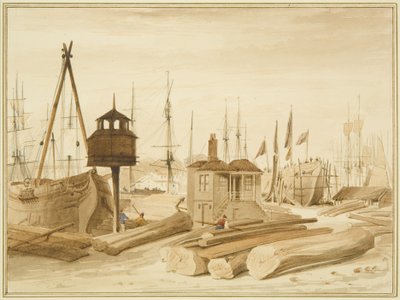 Dock de Wapping Est, avec le lancement du barque 