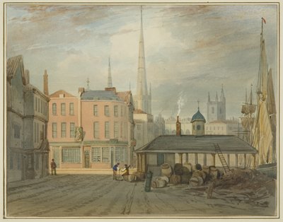 Extrémité nord-est de King Street, montrant le marché gallois - Thomas Leeson the Elder Rowbotham