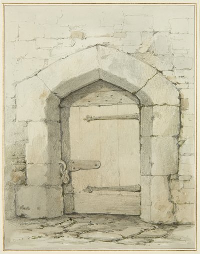 Ancienne arche et porte dans Tower Lane en face de la sacristie de l