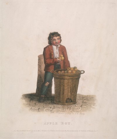 Vendeur de pommes avec un grand panier de fruits, 1820 - Thomas Lord Busby