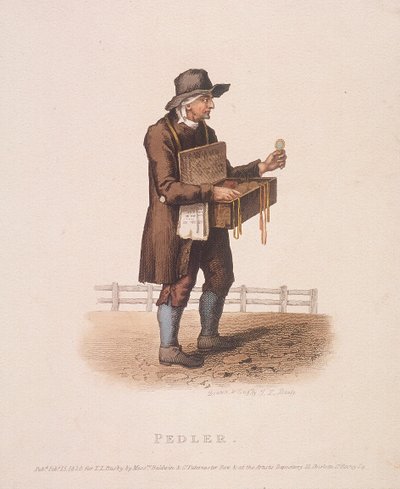 Colporteur avec sa boîte de marchandises autour du cou - Thomas Lord Busby