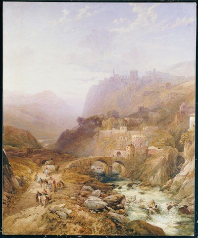 Figures sur la route en dessous du fort Léon, Sicile, 1879 - Thomas Miles Richardson