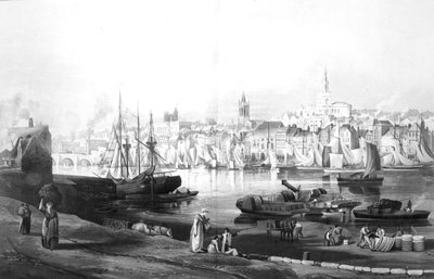 Vue du port et de la ville de Newcastle upon Tyne, depuis Rope Walk, Gateshead, gravé par Robert Havell, 1819 - Thomas Miles Richardson