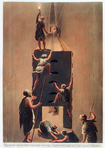 Passage de la deuxième à la troisième galerie dans la Grande Pyramide, Gizeh, Égypte, 1802 - Thomas Milton