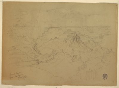 Dessin, Le Grand Canyon sous la pluie, 1873 - Thomas Moran