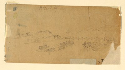 Dessin, Les Tetons, vus de la plaine, 28 août 1879 - Thomas Moran
