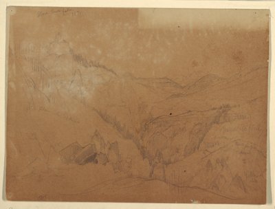 Dessin, Yellowstone, au-dessus des Tower Falls, 1871 - Thomas Moran