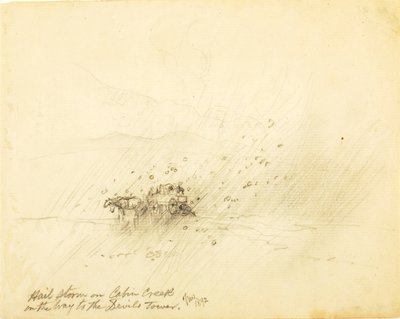 Tempête de grêle sur le ruisseau Cabin sur le chemin de la Tour du Diable - Thomas Moran