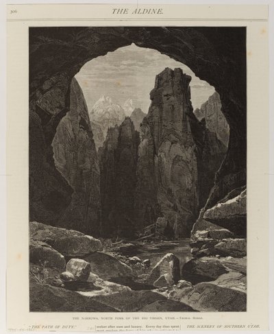 Le défilé, bras nord du Rio Virgen, Utah - Thomas Moran