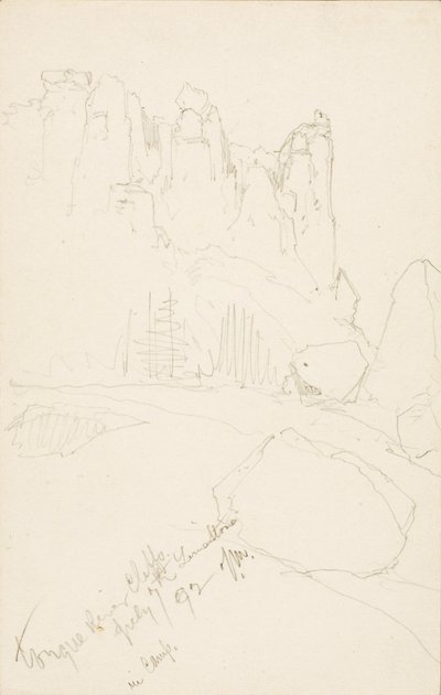 Falaises de Tongue River (dans le camp) - Thomas Moran