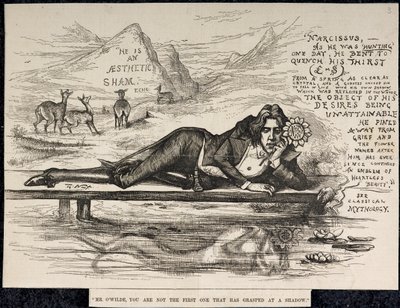 Oscar Wilde en Narcisse (avec une inscription) (gravure) - Thomas Nast